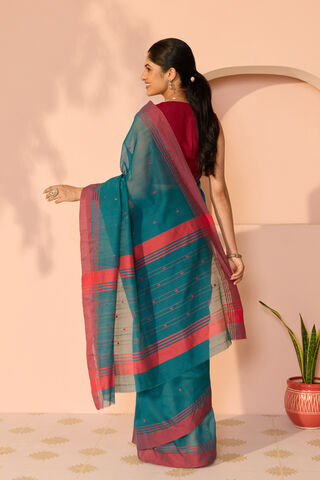 Blue Woven Pure Silk Cotton Chanderi Saree thumbnail image number null