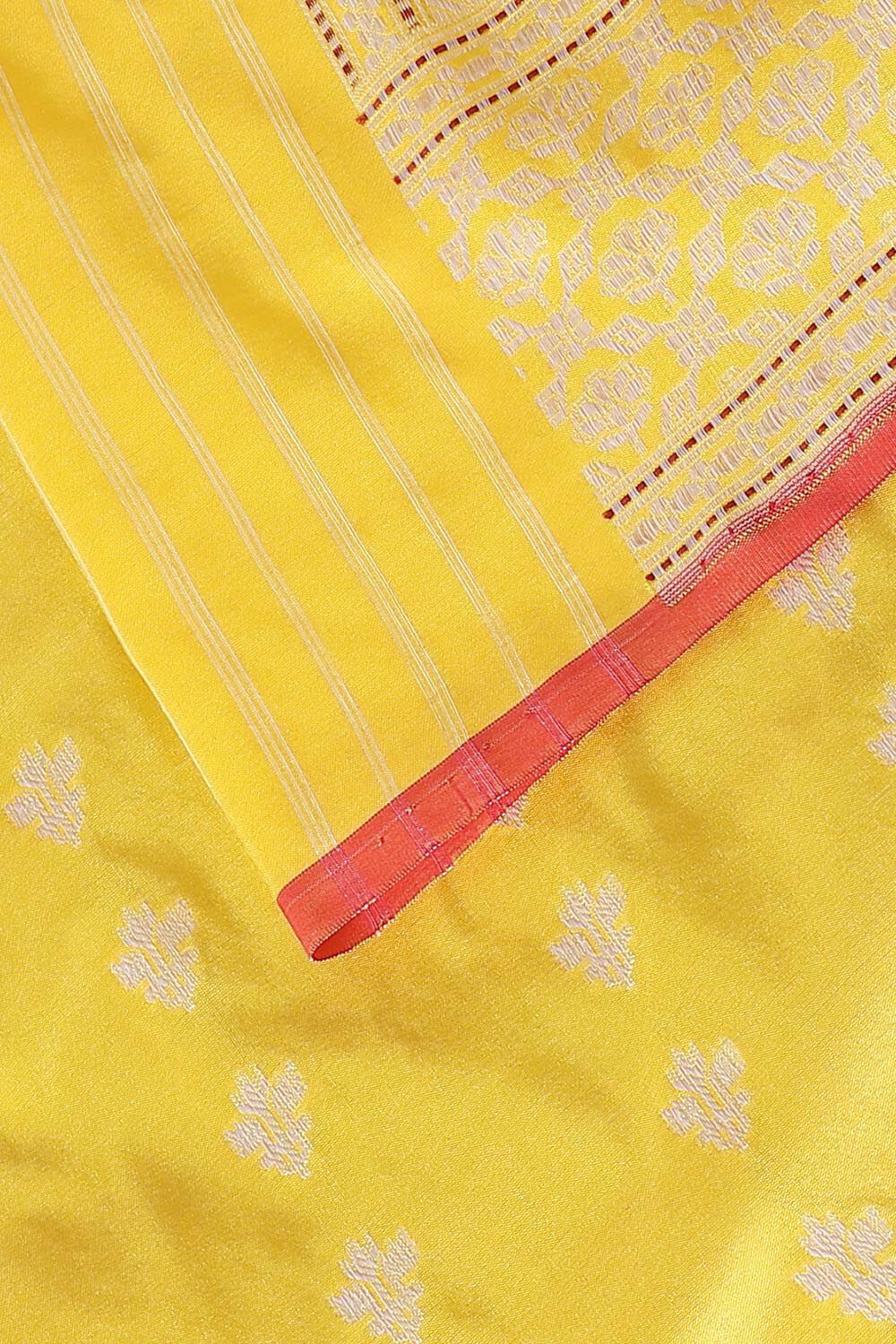 Yellow Pure Silk Banarasi Saree image number null