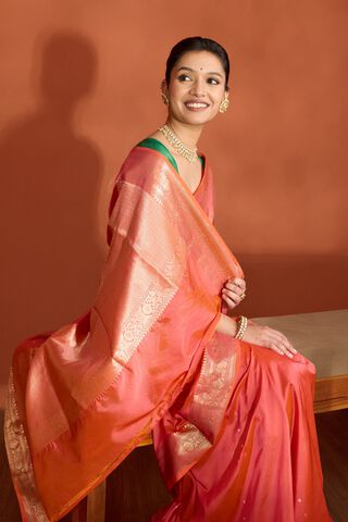 Pink Silk Viscose Cutwork Banarasi Saree image number