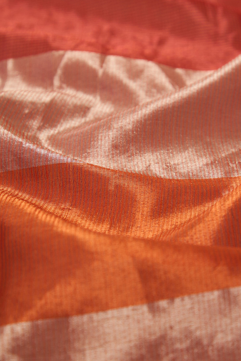Orange Woven Pure Silk Tissue Maheshwari Saree image number null