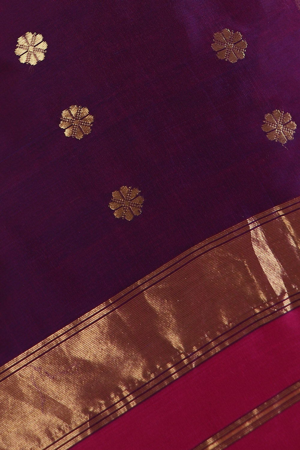 Dark Pink Pure Silk Cotton Maheswari Saree image number null