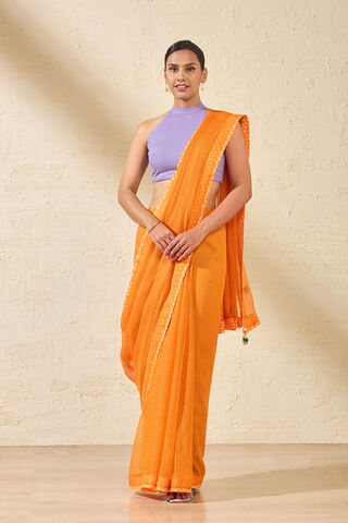 Orange Pure Kota Embroidered Saree thumbnail image number null
