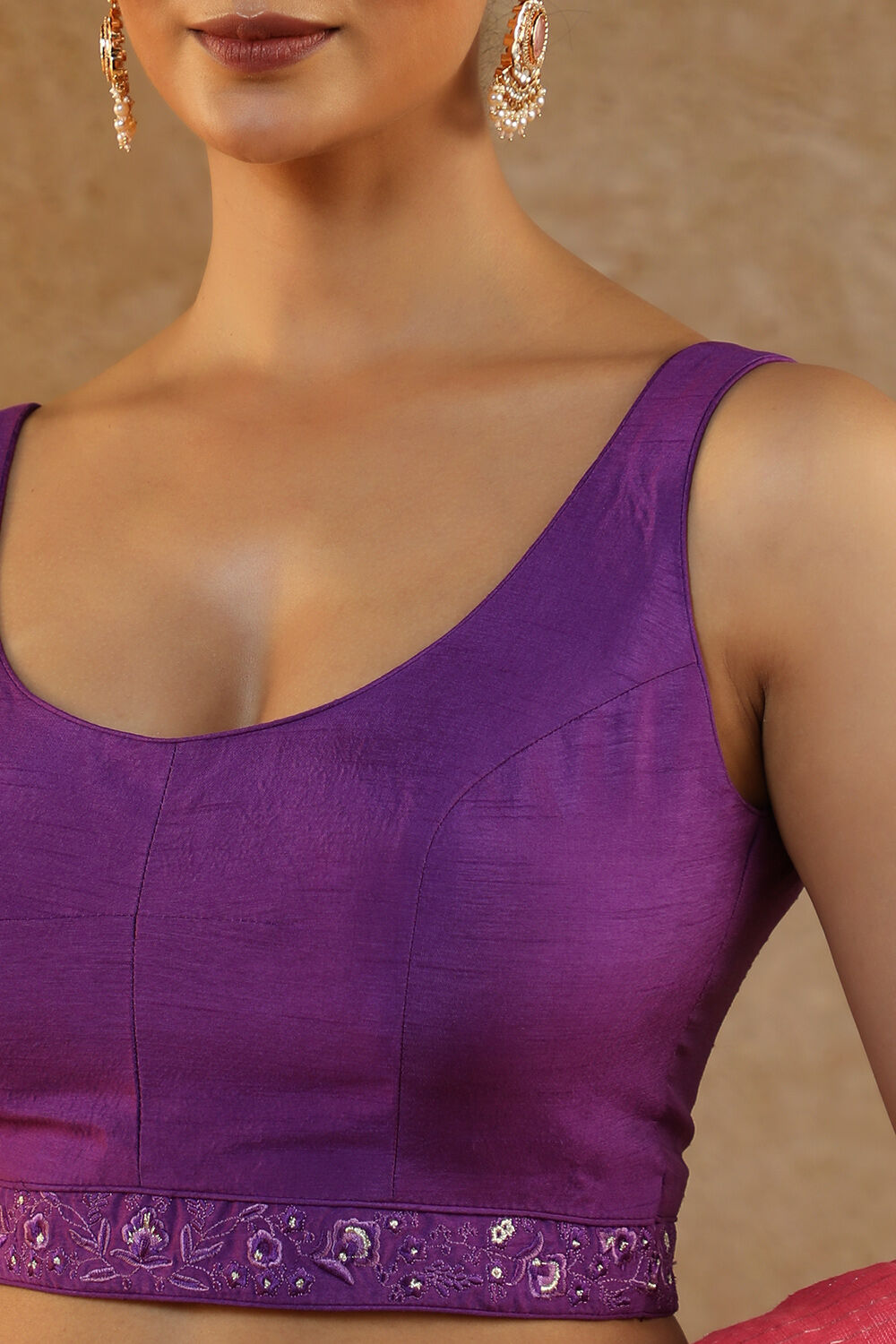 Violet Viscose Embroidery Blouse image number null