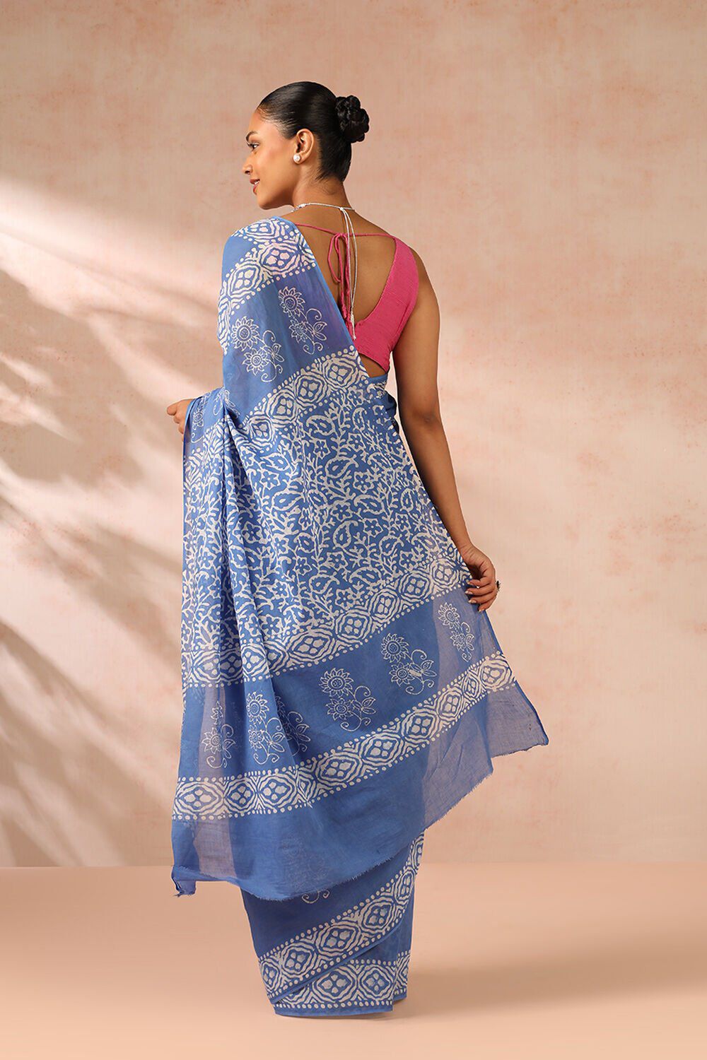 Blue Ujjain Pure Cotton Printed Saree image number null