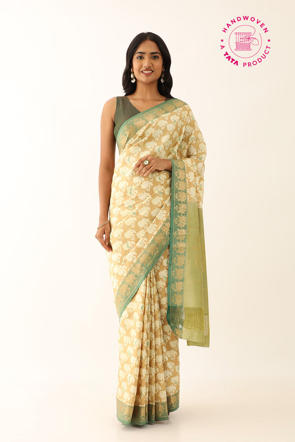 Light Green Pure South Silk Printed Saree image number null