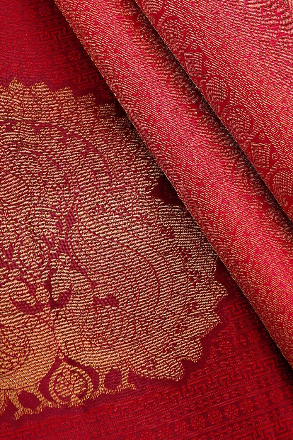 Dark Red Pure Silk Woven Kanjivaram Saree image number null