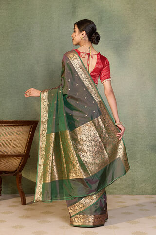Green Silk Viscose Cutwork Banarasi Saree thumbnail image number null
