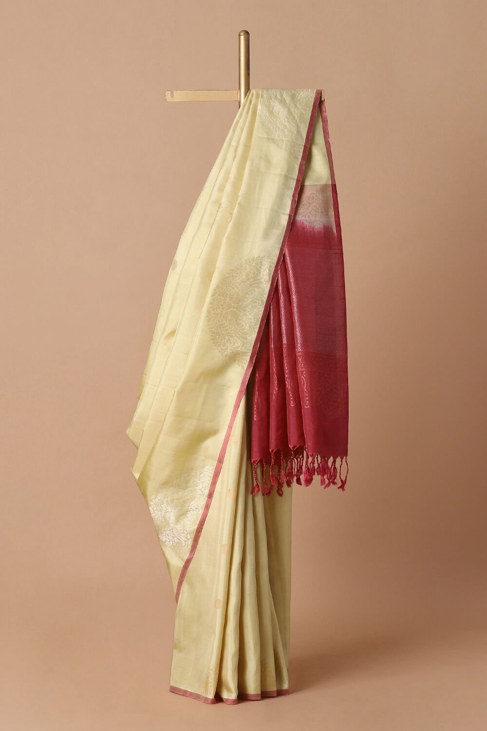 Beige Pure Silk South Saree image number null