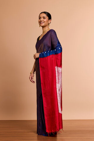 DarkBlue Bengal Pure Silk Tissue Mukaish Saree thumbnail image number null