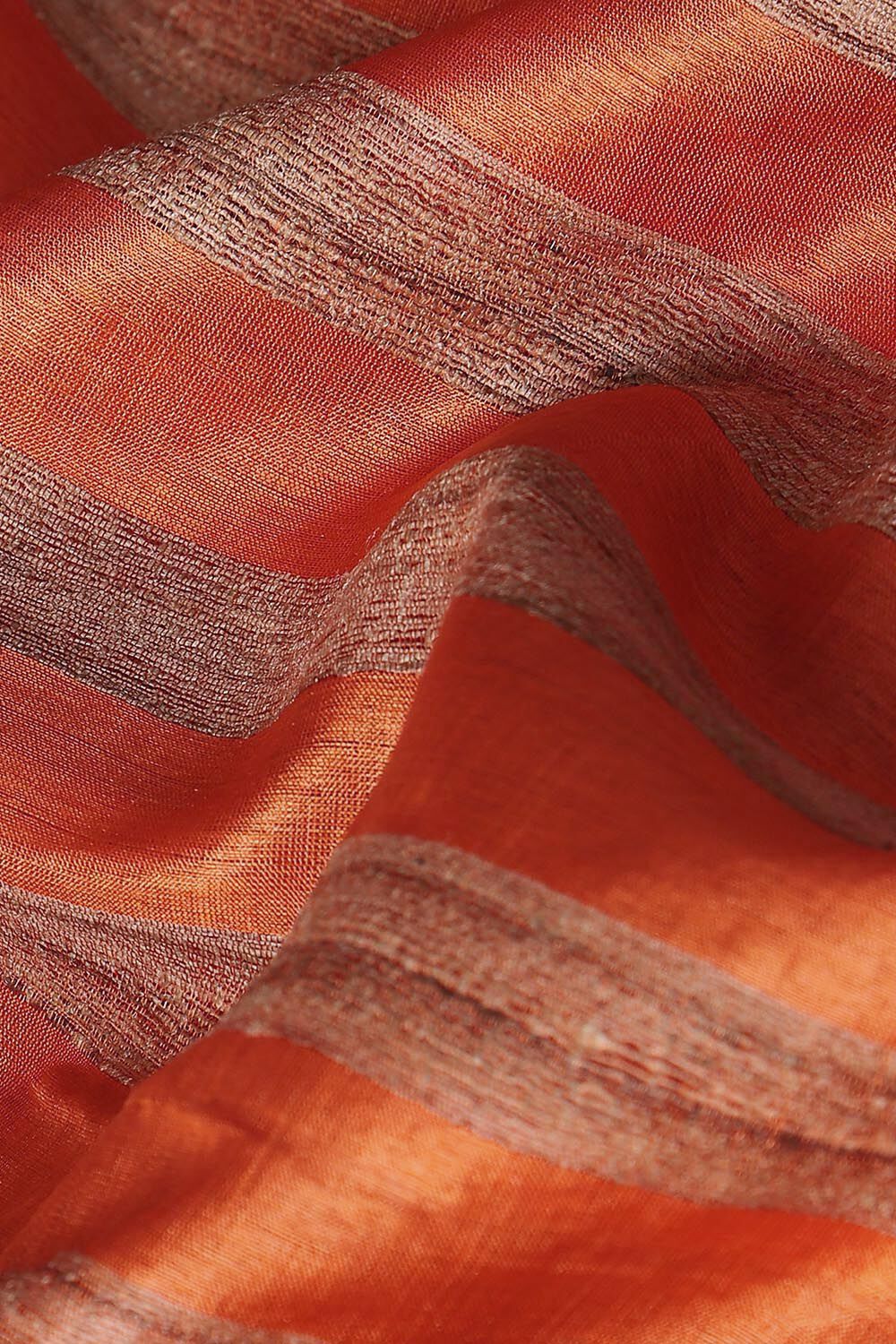 Orange Pure Tussar Silk Woven Saree image number null