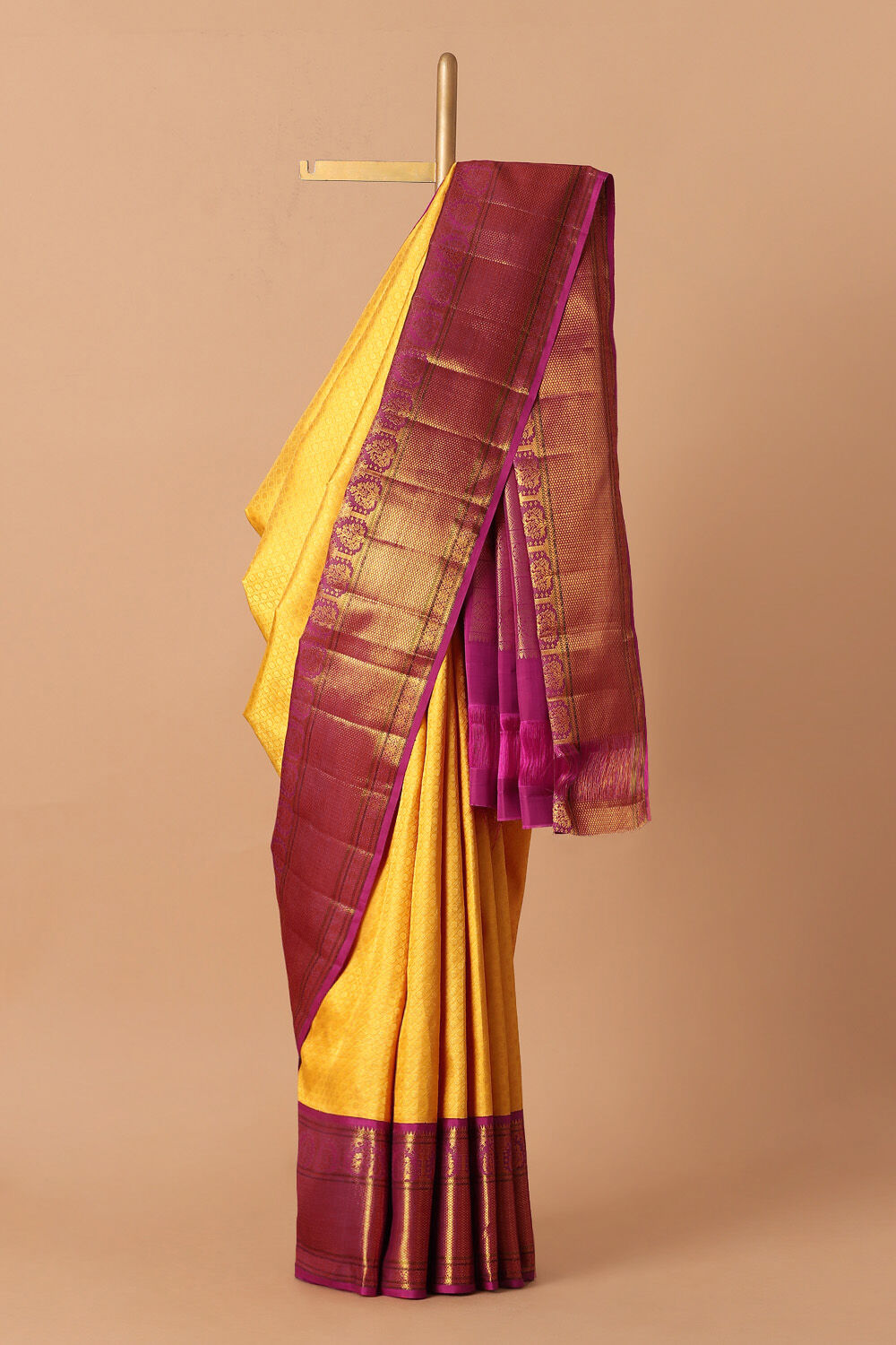 Yellow Pure Silk Kanjivaram Saree image number null