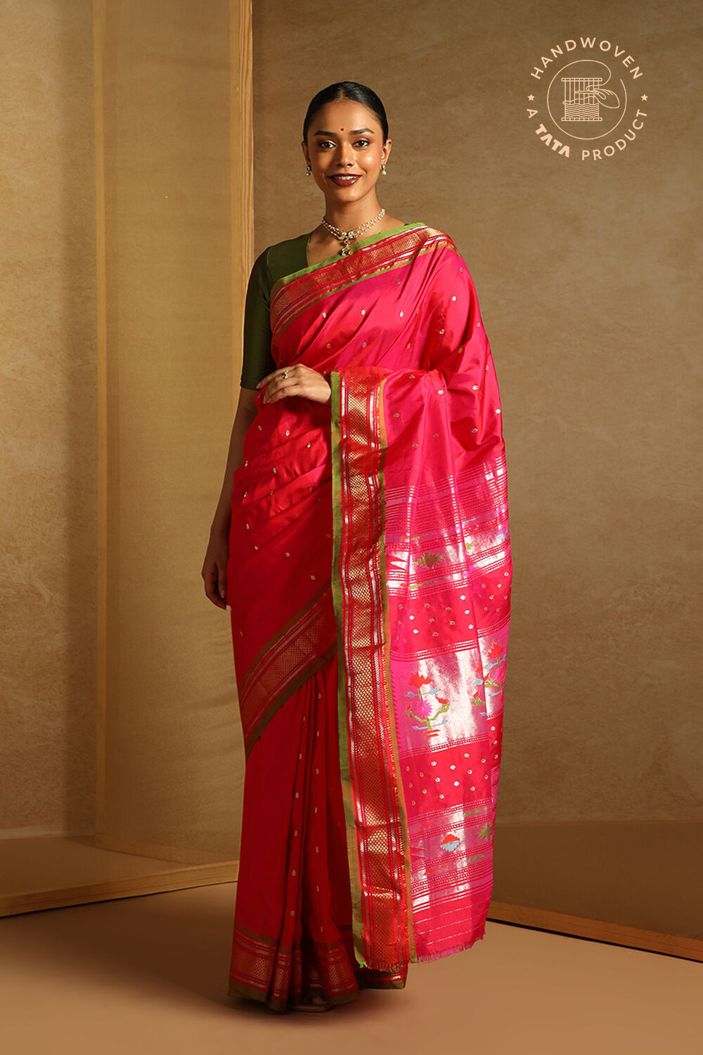Pink Pure Silk Paithani Saree image number null