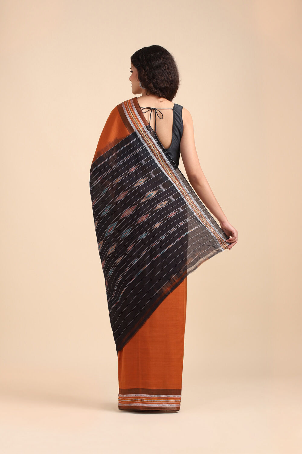 Orange Pure Cotton Odissa Ikat Saree image number null