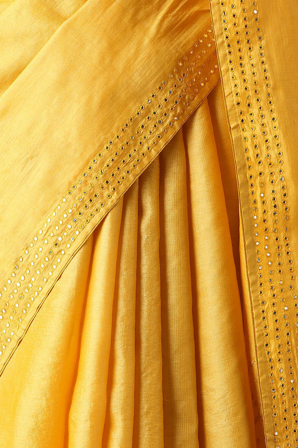 Yellow Pure Tussar Silk Embroidered Saree image number null