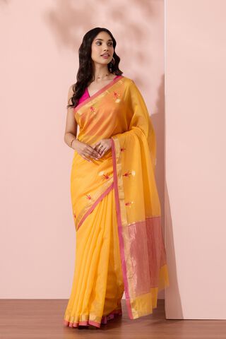 Orange Chanderi Eknaliya Pure Silk Cotton Saree thumbnail image number null