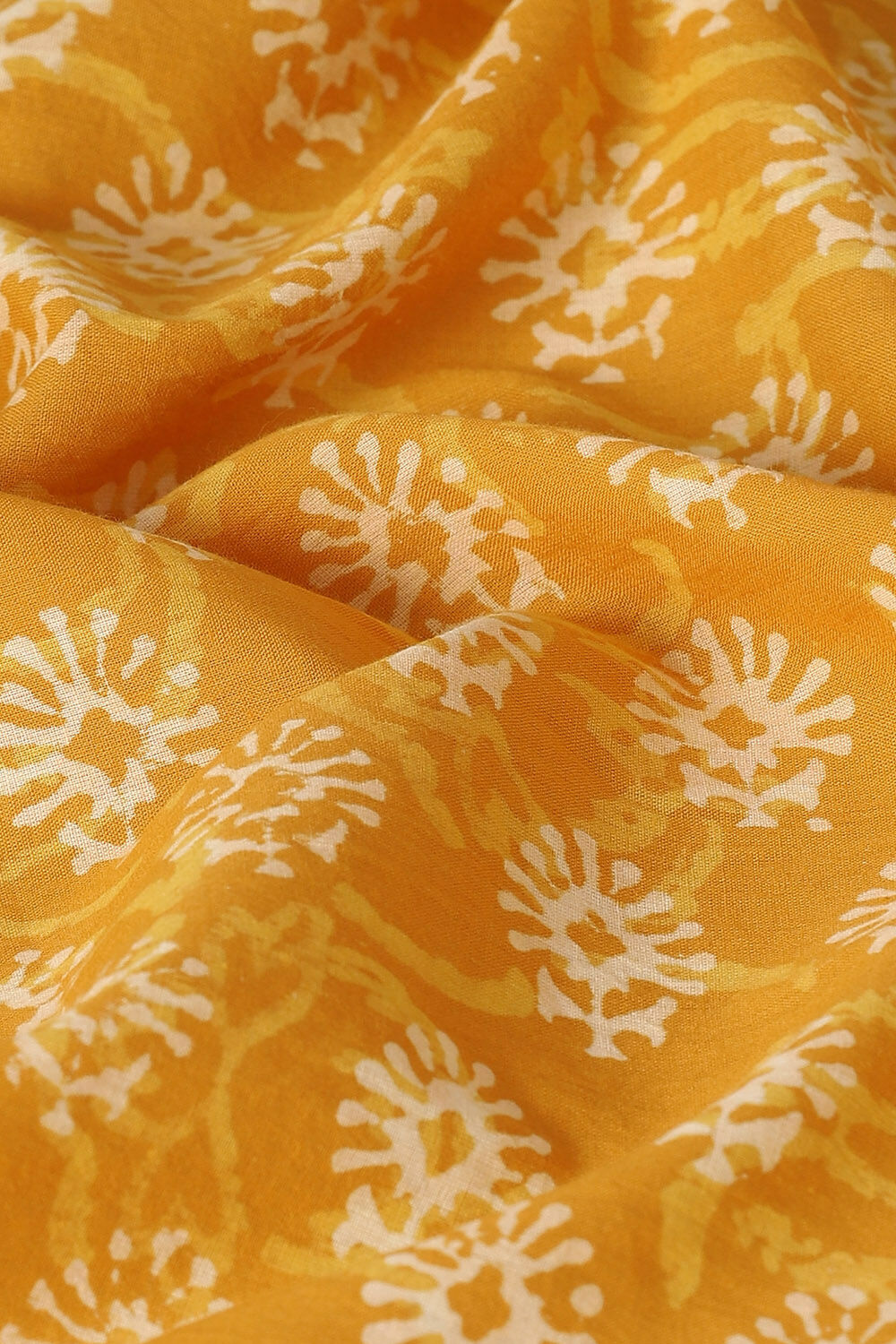 Yellow Pure Cotton Hand Printed Saree image number null