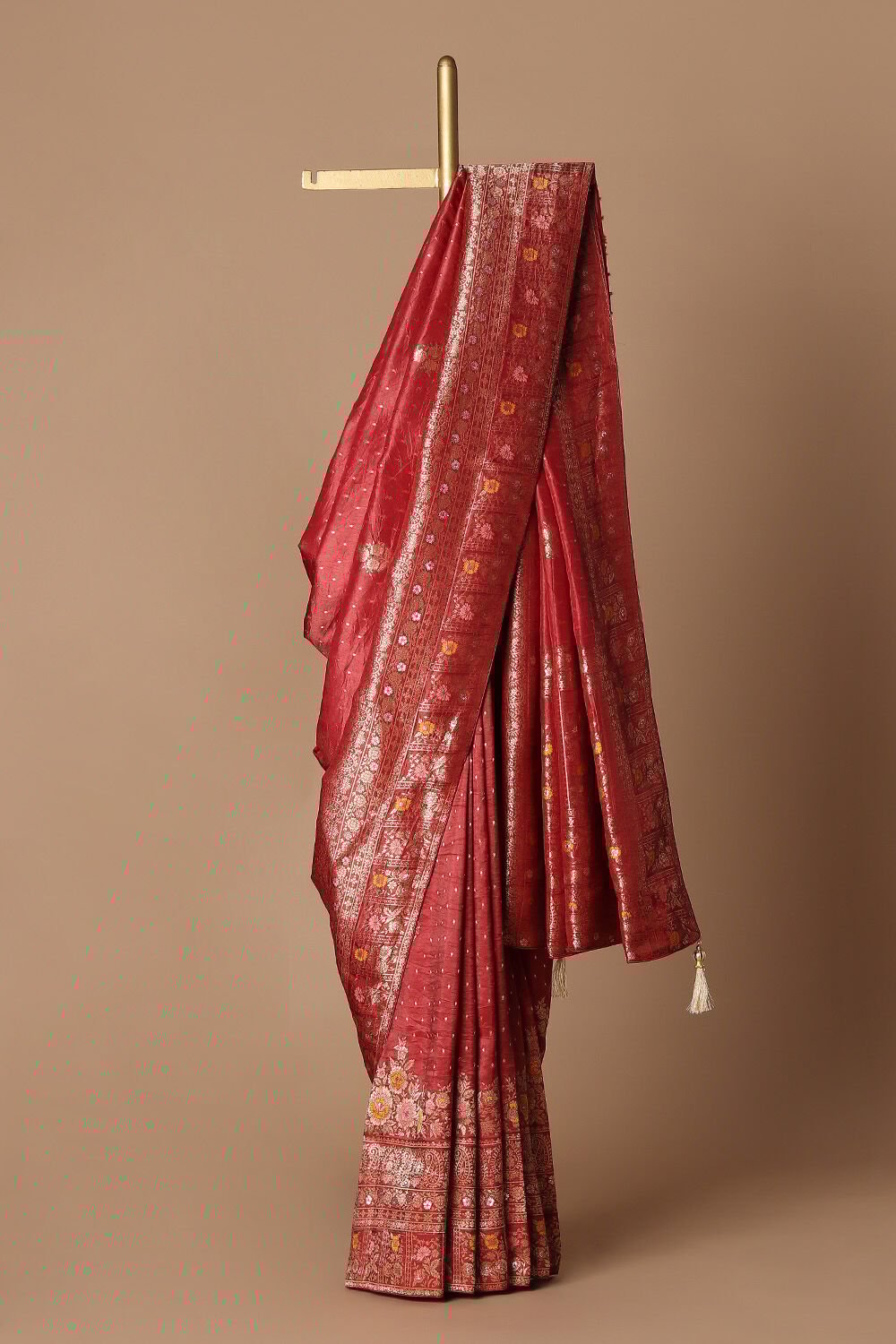 Dark Red Luxe Woven Saree image number null