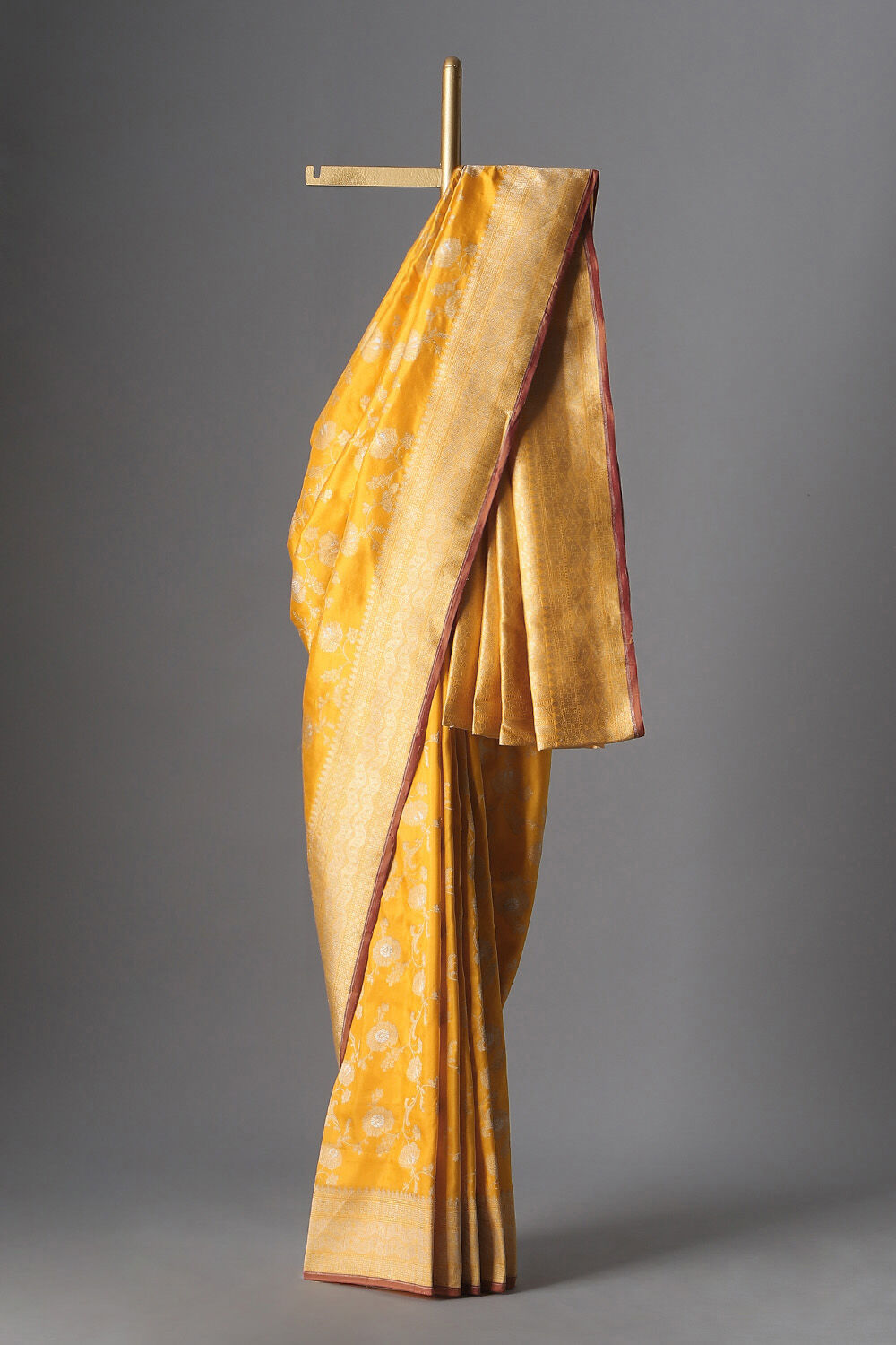 Yellow Pure Silk Banarasi Saree image number null