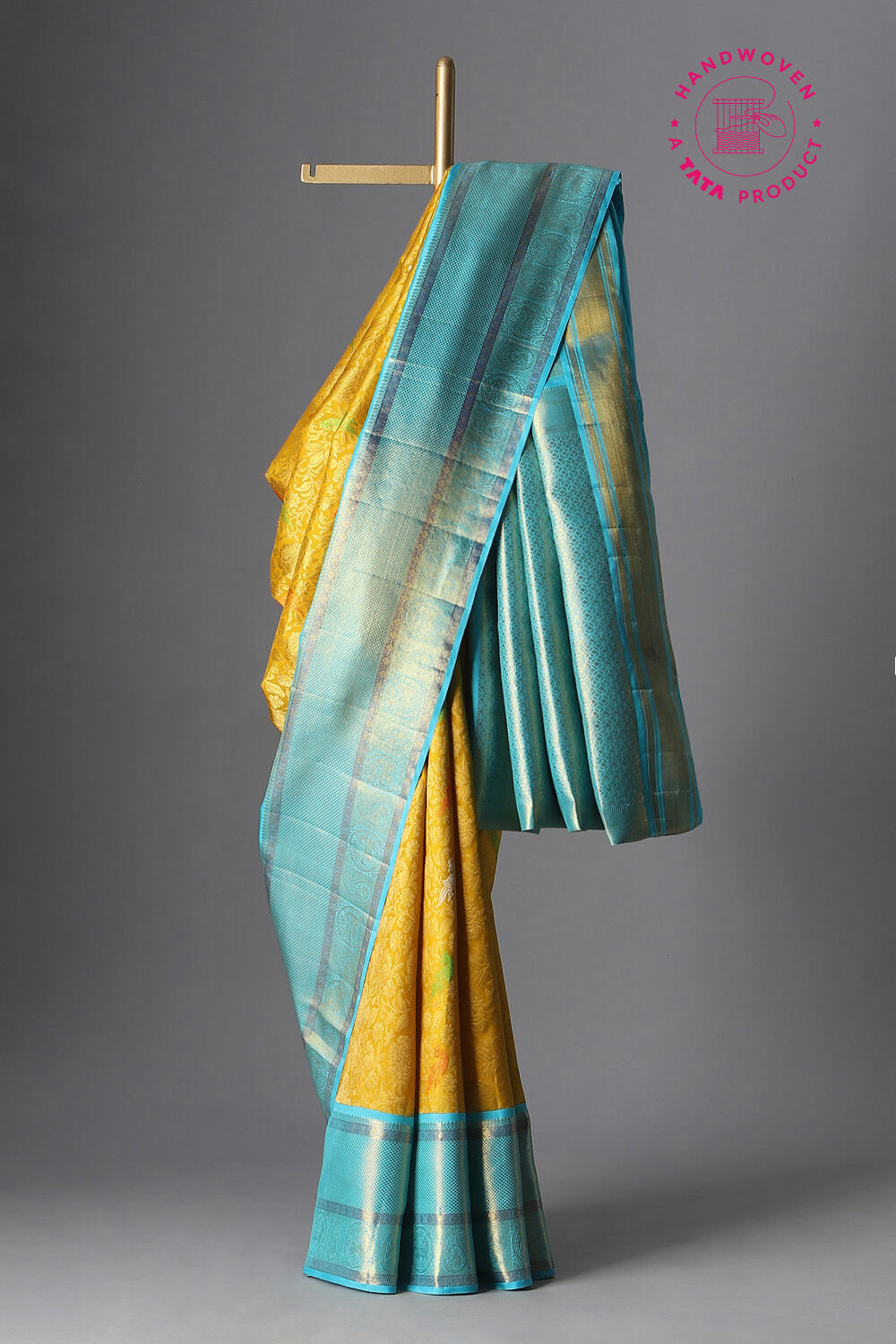 Yellow Pure Silk Kanjivaram Saree image number null