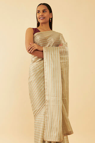 Beige Woven Tissue Viscose Saree thumbnail image number null