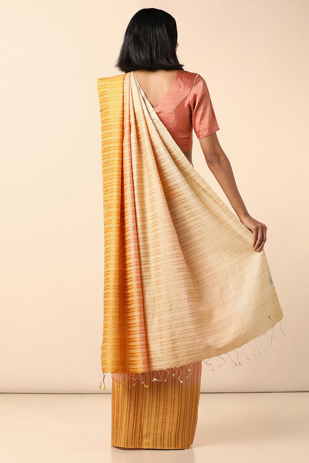 Multicolored Pure Tussar Silk Woven Saree image number null
