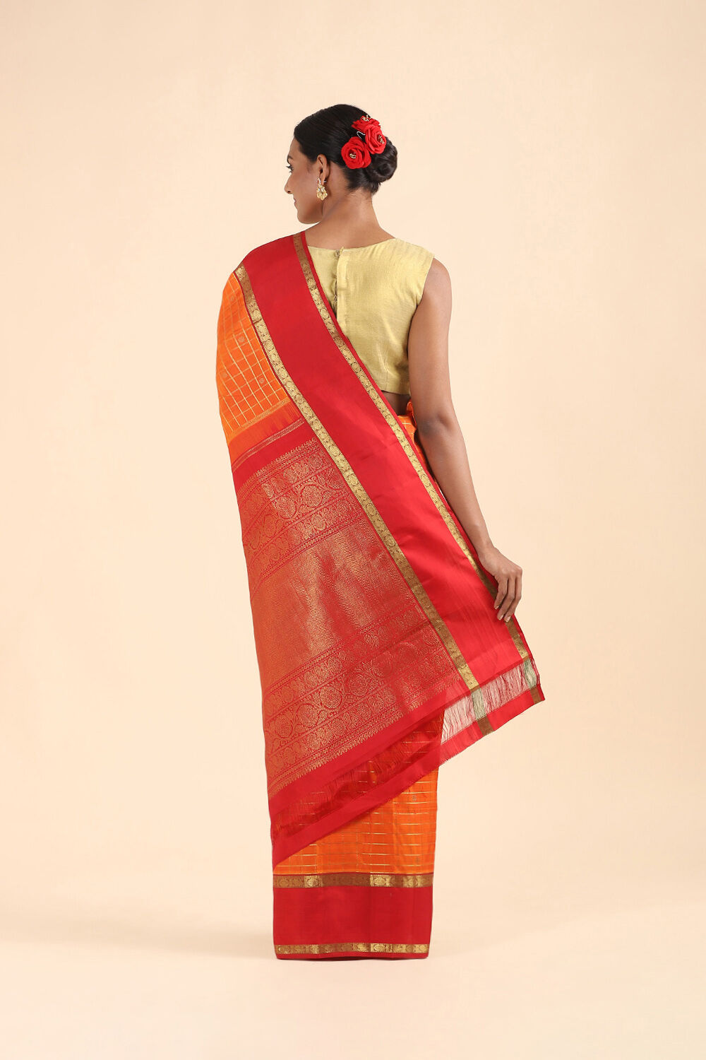 Orange Pure Silk Kanjivaram Saree image number null