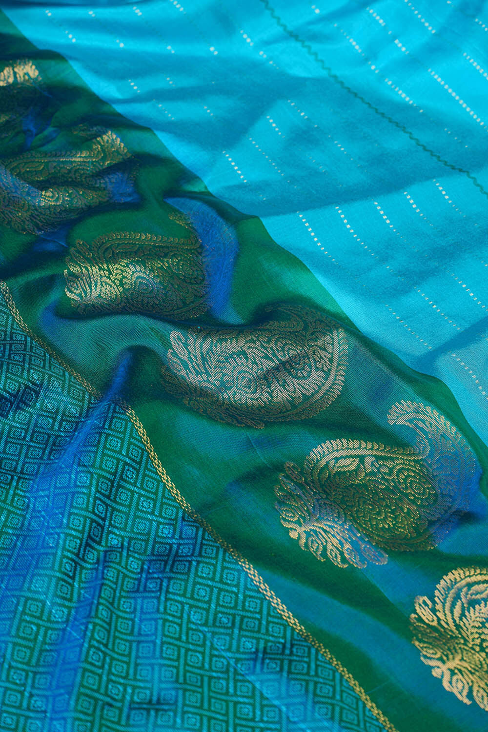 Blue Woven Pure Soft Silk Saree image number null