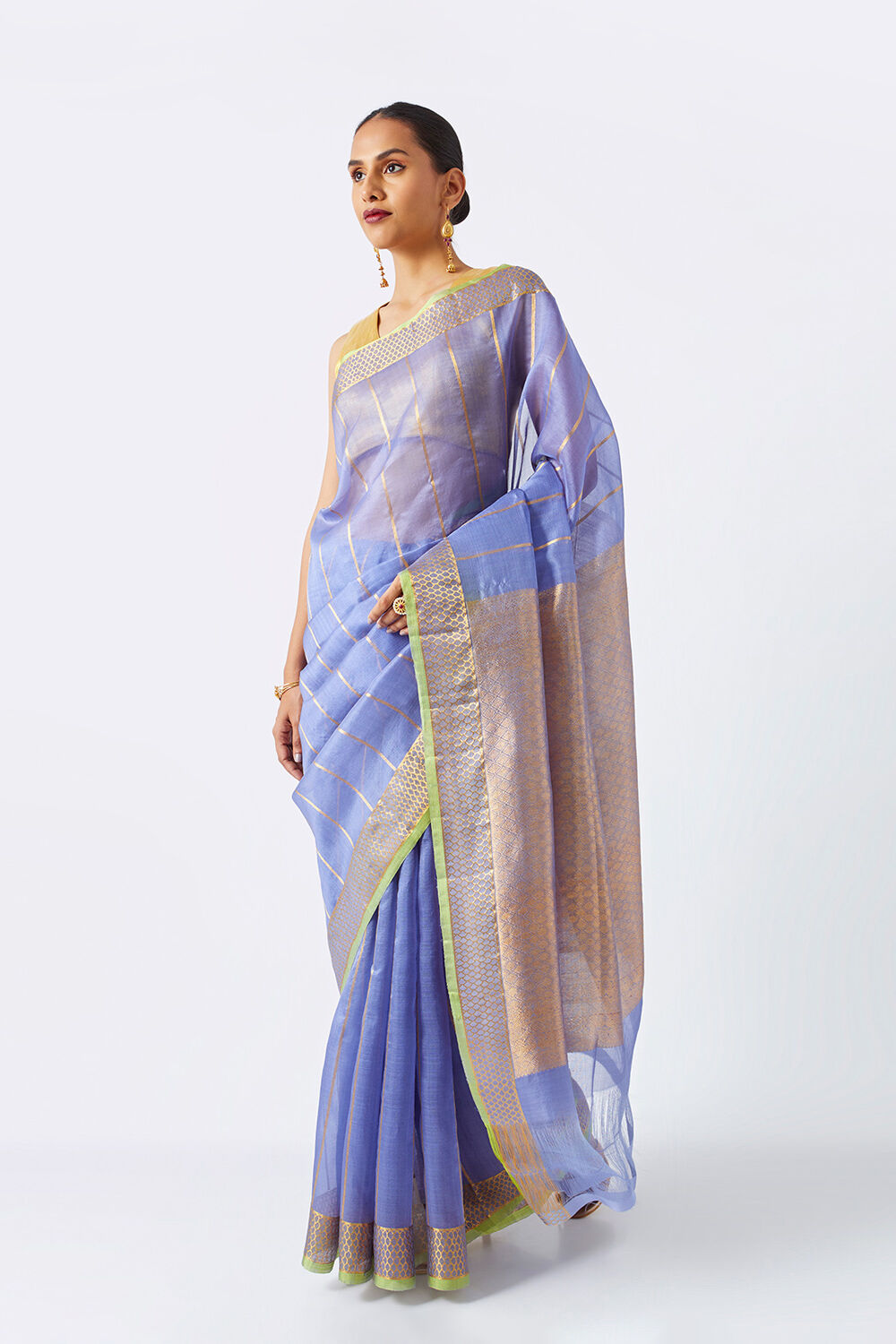 Light Violet Pure Tissue Organza Kanjivaram Saree image number null