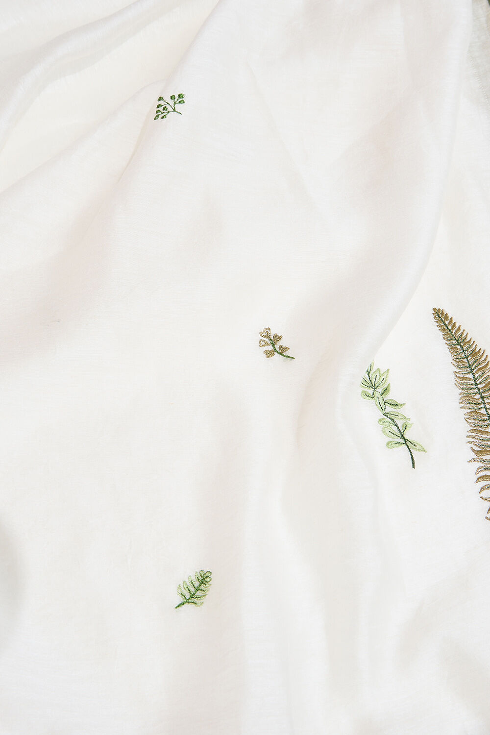 Off White Pure Silk Linen Embroidered Saree image number null