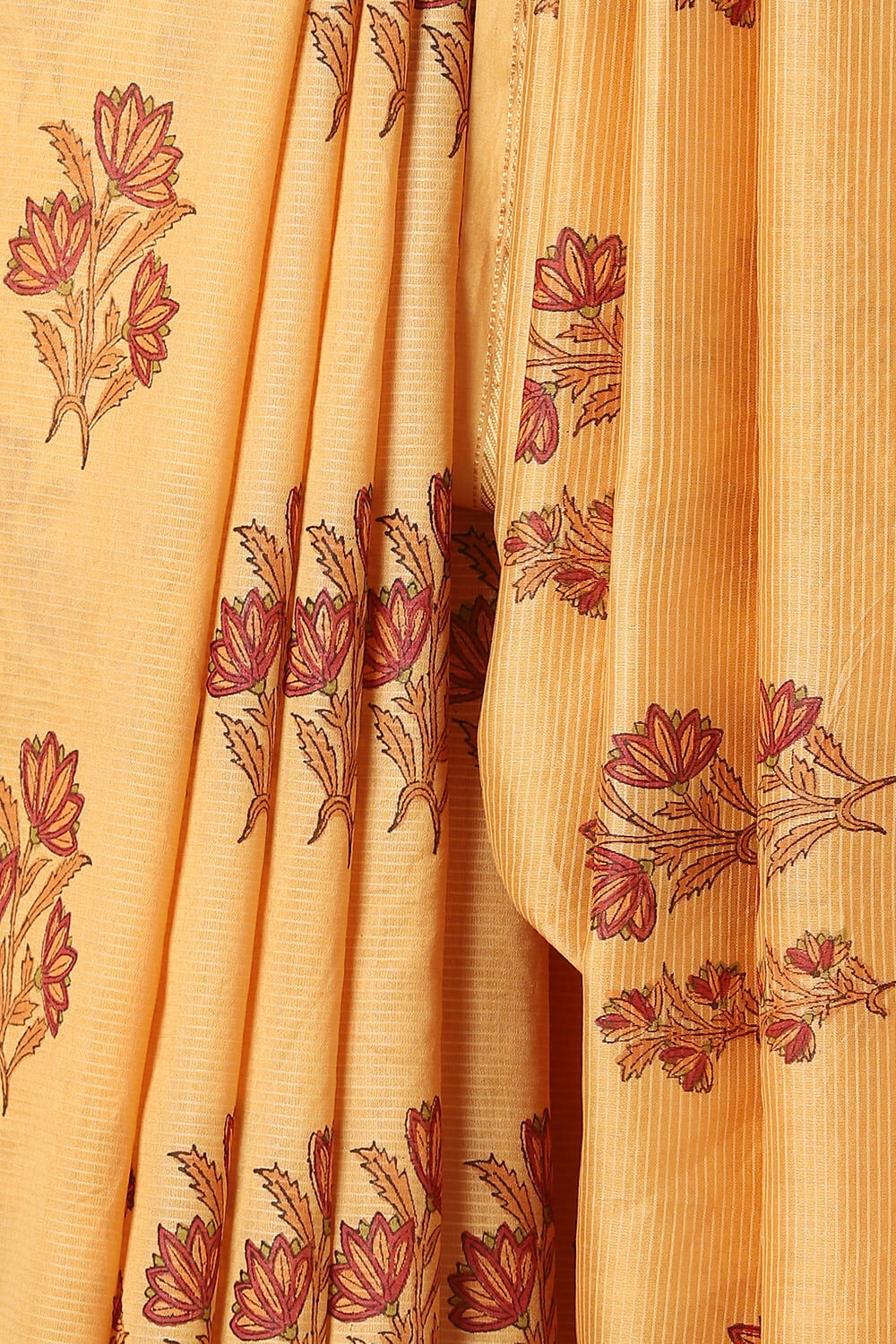Orange Pure Silk Cotton Sanganeri Printed Saree image number null