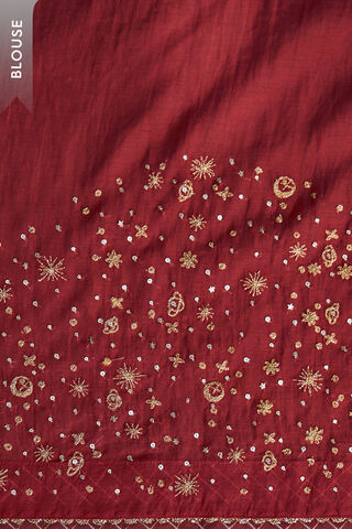 Red Pure Silk Cotton Embroidered Saree thumbnail image number null