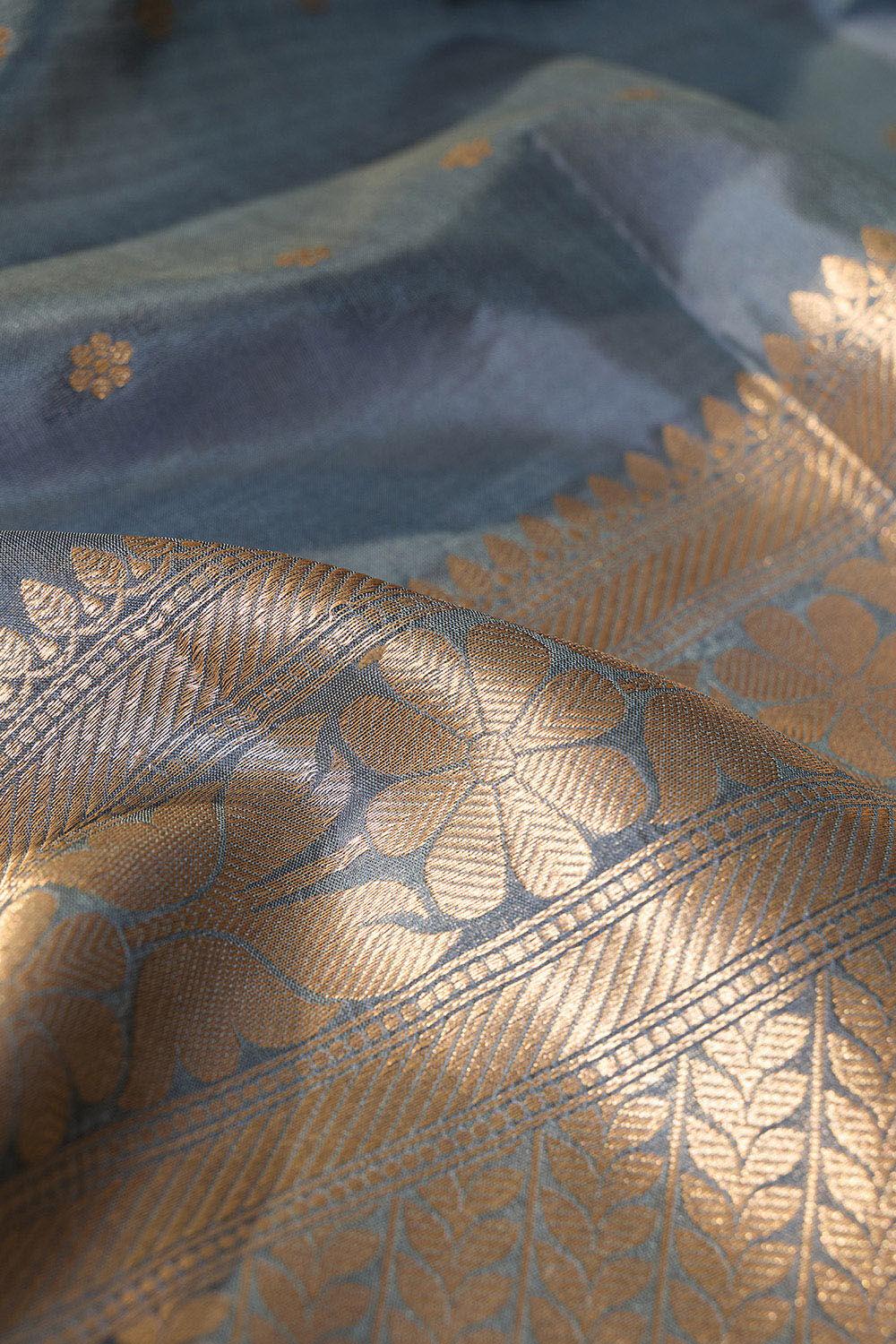 Grey Silk Viscose Cutwork Banaras  Saree image number null