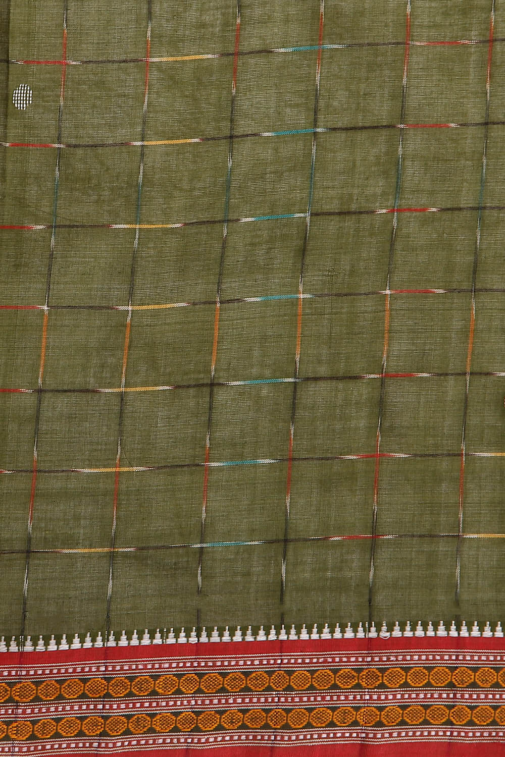 Dark Pure Green Cotton Odissa Ikat image number null