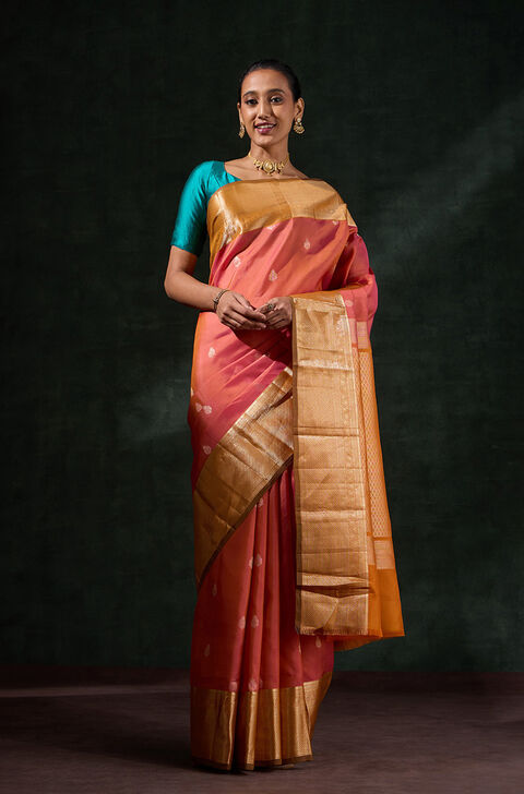 Pink Woven Silk Viscose Saree