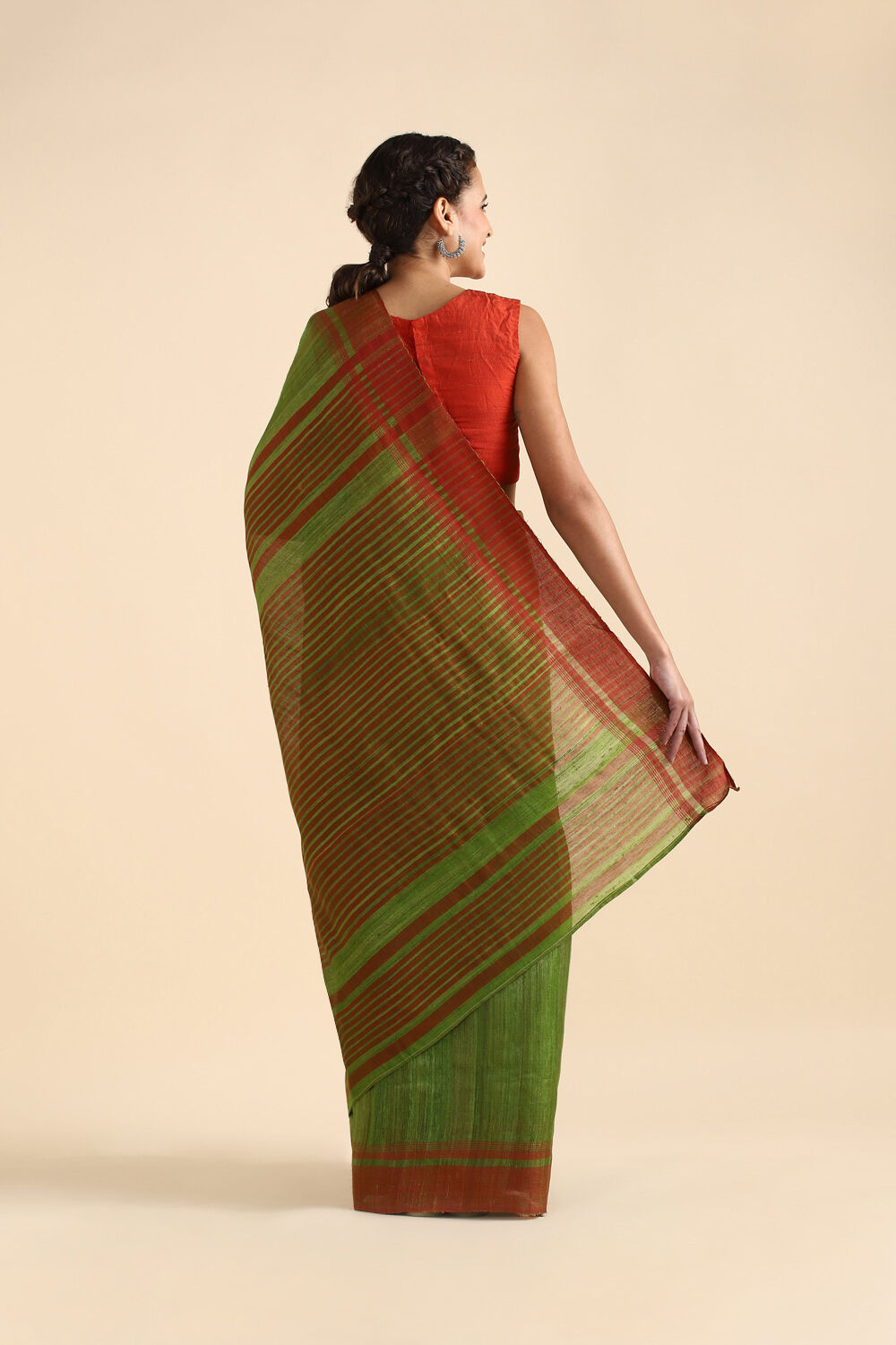 Green Pure Tussar Silk Bhagalpuri Saree image number null