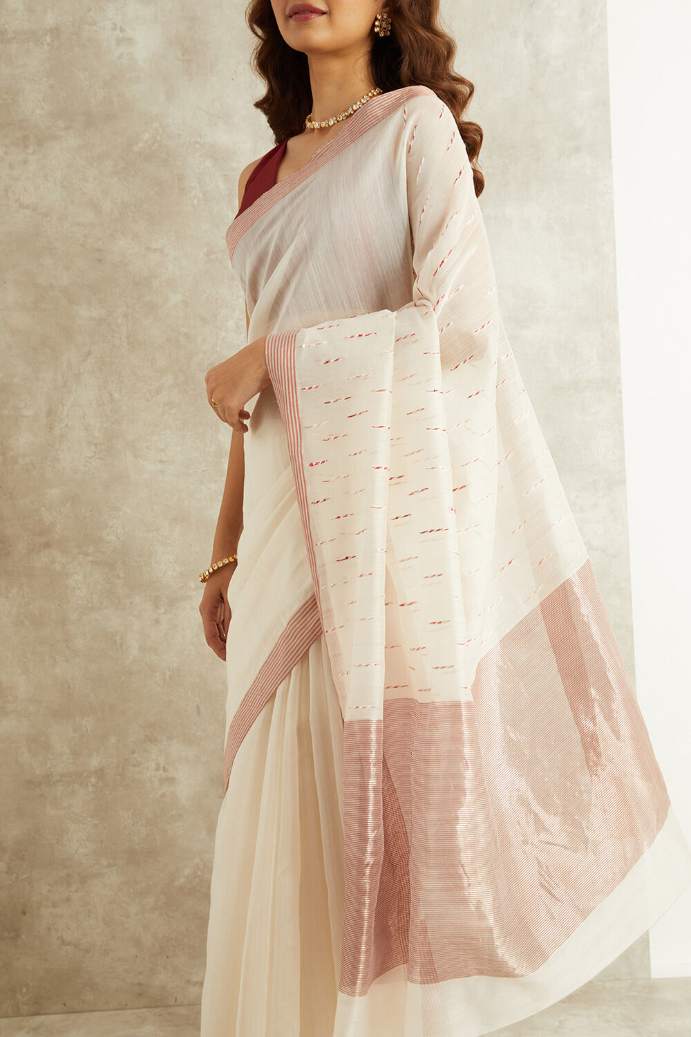 White Woven Pure Silk Cotton Eknaliya Chanderi Saree image number null