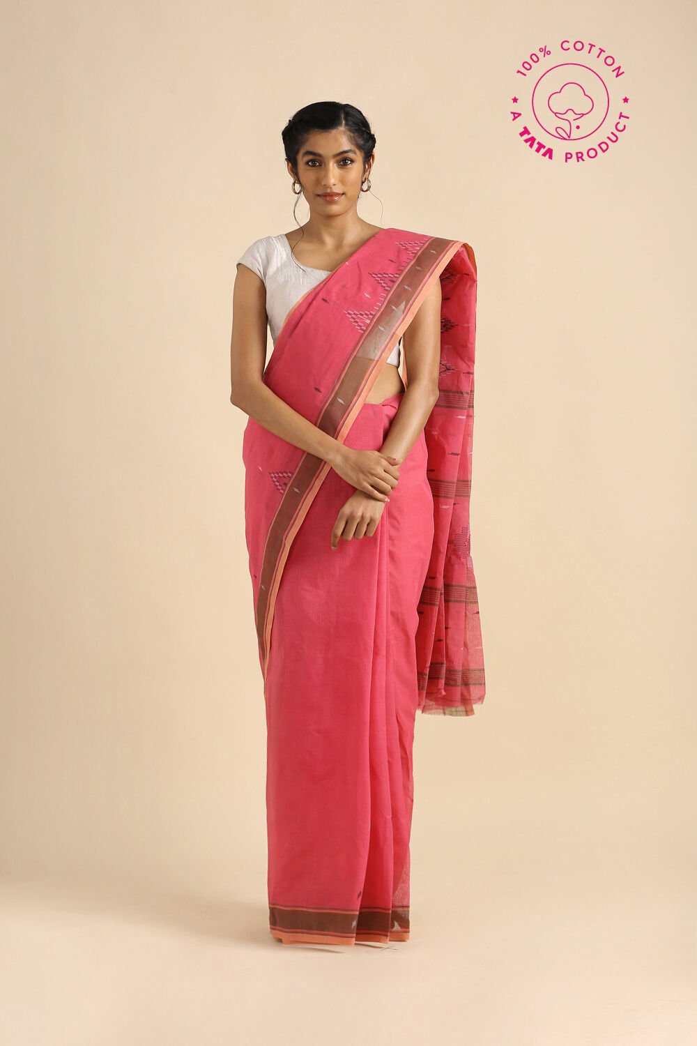 Light Pink Pure Cotton Jamdani Saree image number null