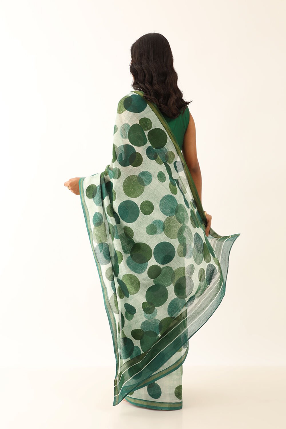 Light Green Pure Silk Cotton Block Printed Saree image number null