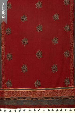 Dark Red Pure Cotton Ajrakh Unstitched Suit Set thumbnail image number null