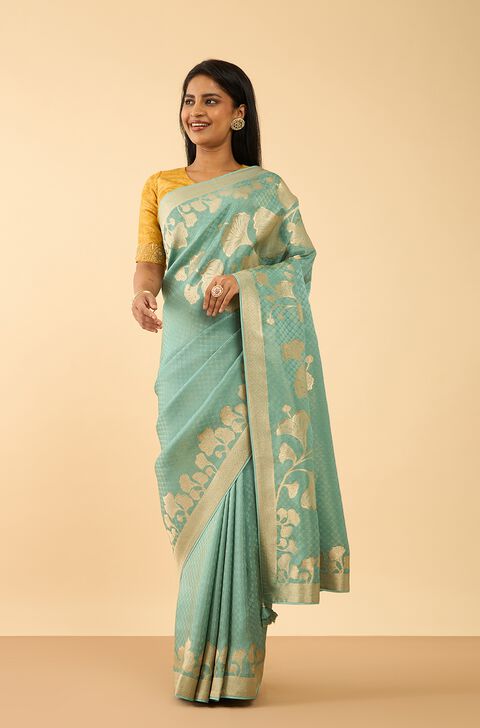 Blue Woven Viscose Saree