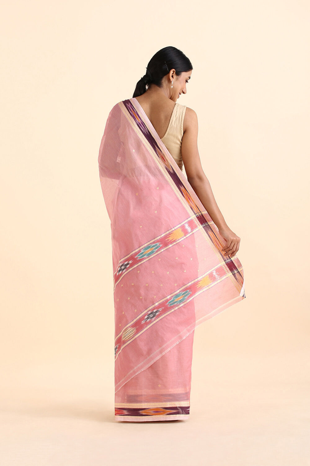 Light Pure Pink Cotton Pochampalli Ikat image number null