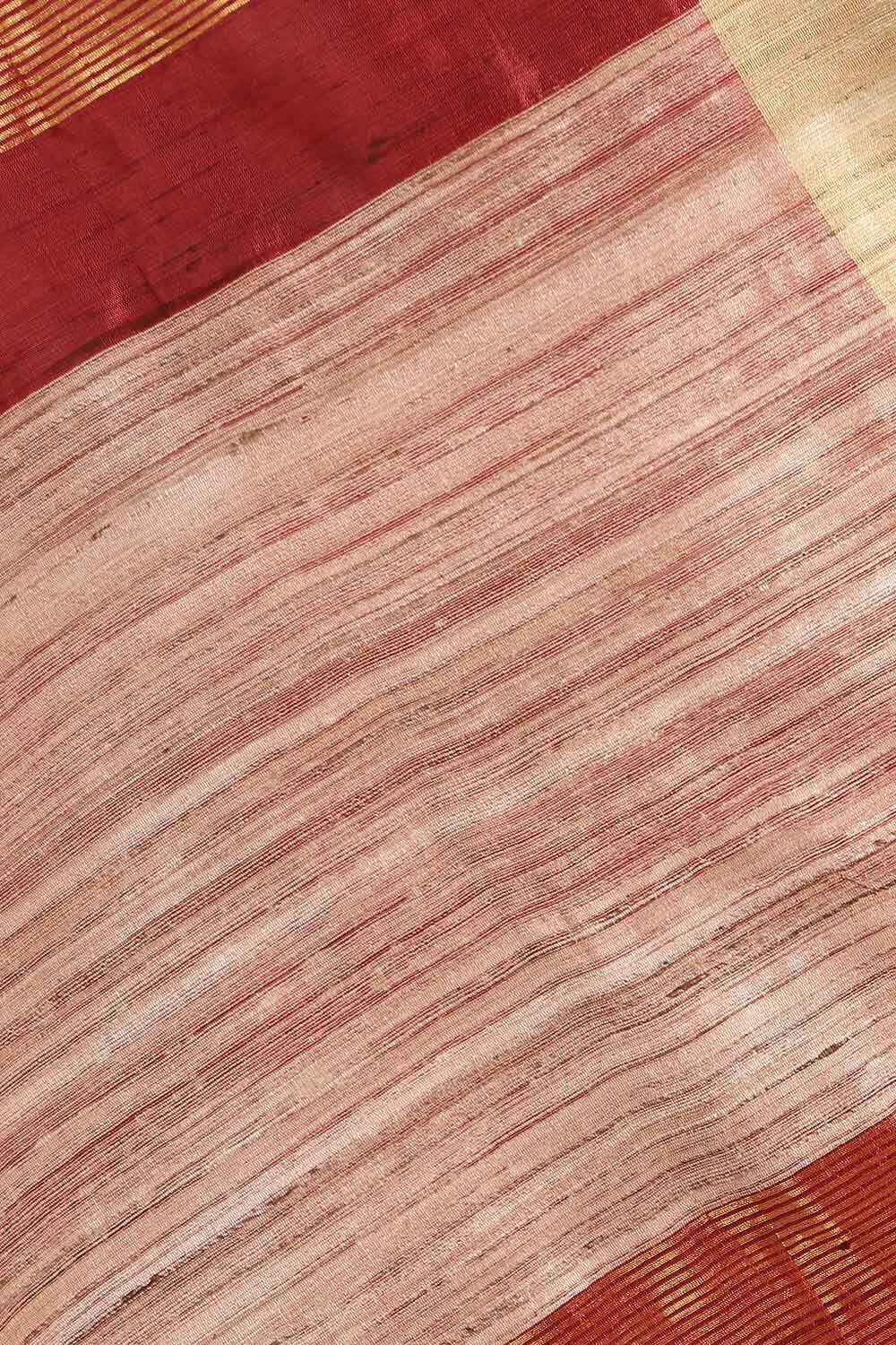 Dark Red Pure Tussar Silk Bhagalpuri Saree image number null