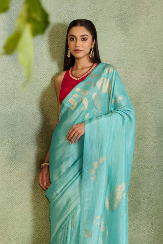 Light Blue Woven Design Viscose Saree image number