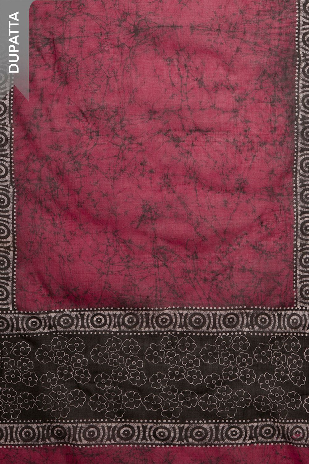 Black Pure Cotton Batik Unstitched Suit Set image number null