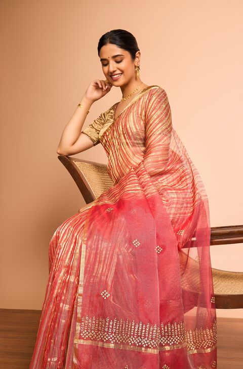 Red Embroidered Pure Silk Cotton Saree