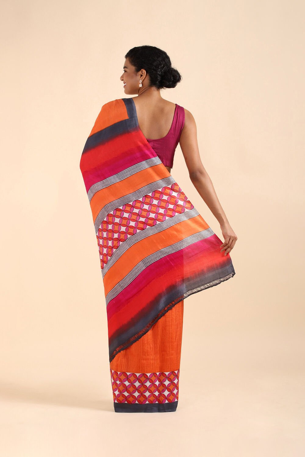 Orange Pure Silk Printed Saree image number null