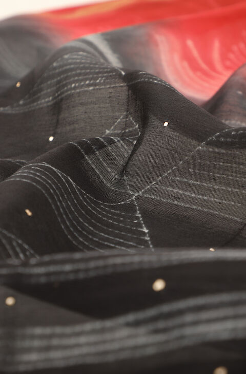 Red Pure Silk Cotton Shibori Saree