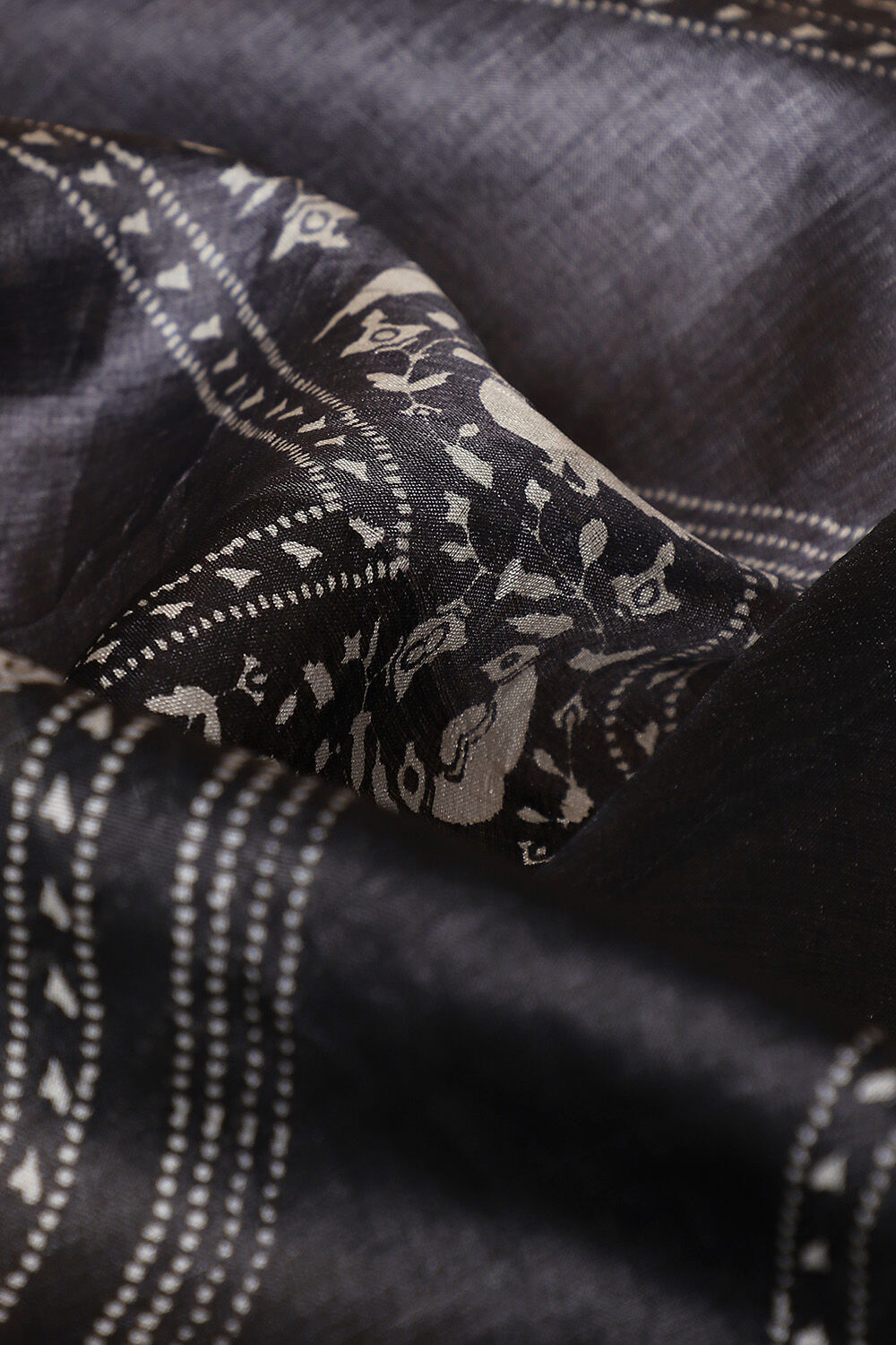 Grey Tussar Embroidered Unstitched Suit Set image number null