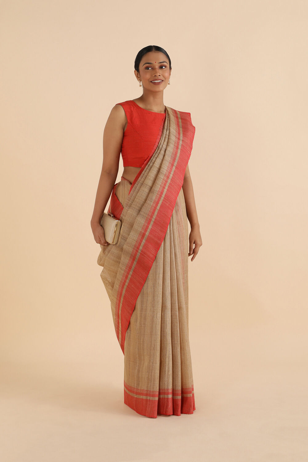Beige Tussar Bhagalpuri Saree image number null