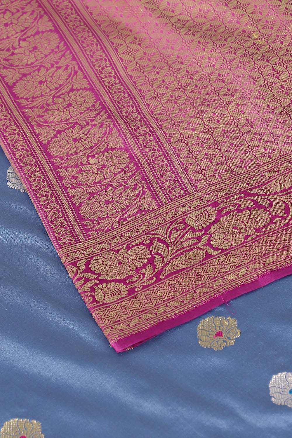 Blue Pure Silk Banarasi Saree image number null